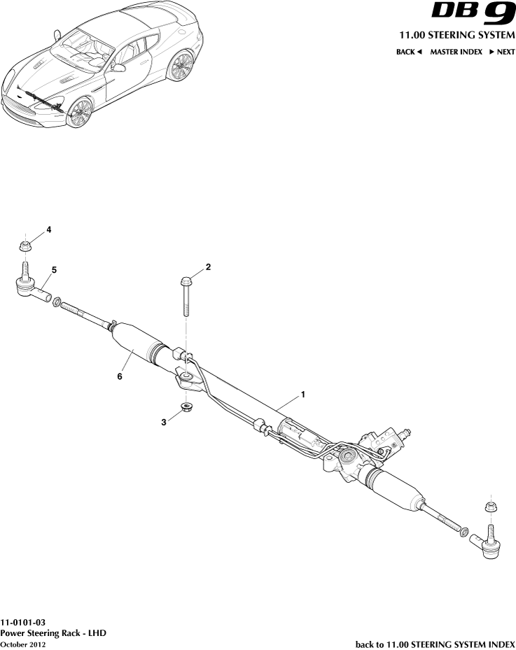 Steering Rack , LHD of Aston Martin Aston Martin GT DB9 (2004-2017)
