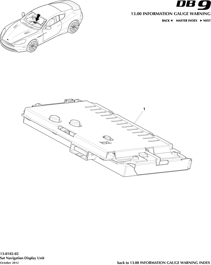 Sat Nav Display of Aston Martin Aston Martin GT DB9 (2004-2017)