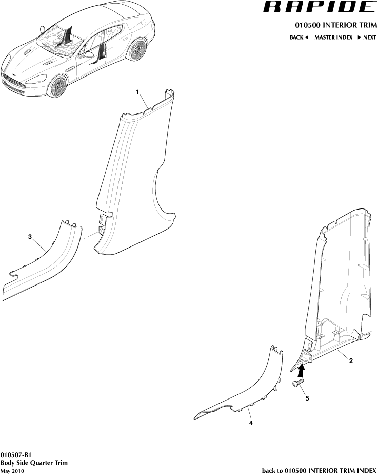 Interior Trim & Ornamentation - Rear Quarter Trim Panel of Aston Martin Aston Martin GT RAPIDE (2010-2019)