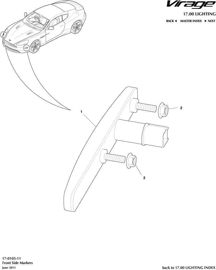 Front Side Markers of Aston Martin Aston Martin GT VIRAGE (2012-2013)