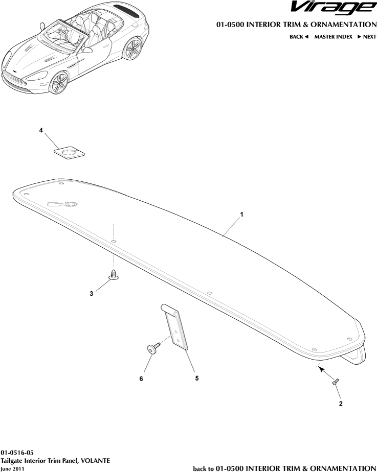 Interior Trim & Ornamentation - Tailgate Trim Panel, Volante of Aston Martin Aston Martin GT VIRAGE (2012-2013)