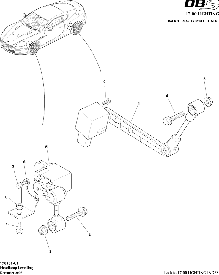 Headlamp Leveling of Aston Martin Aston Martin GT DBS (2007-2012)