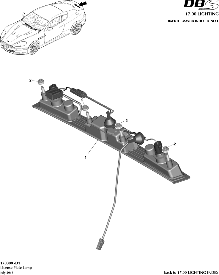 License Plate Lamps of Aston Martin Aston Martin GT DBS (2007-2012)