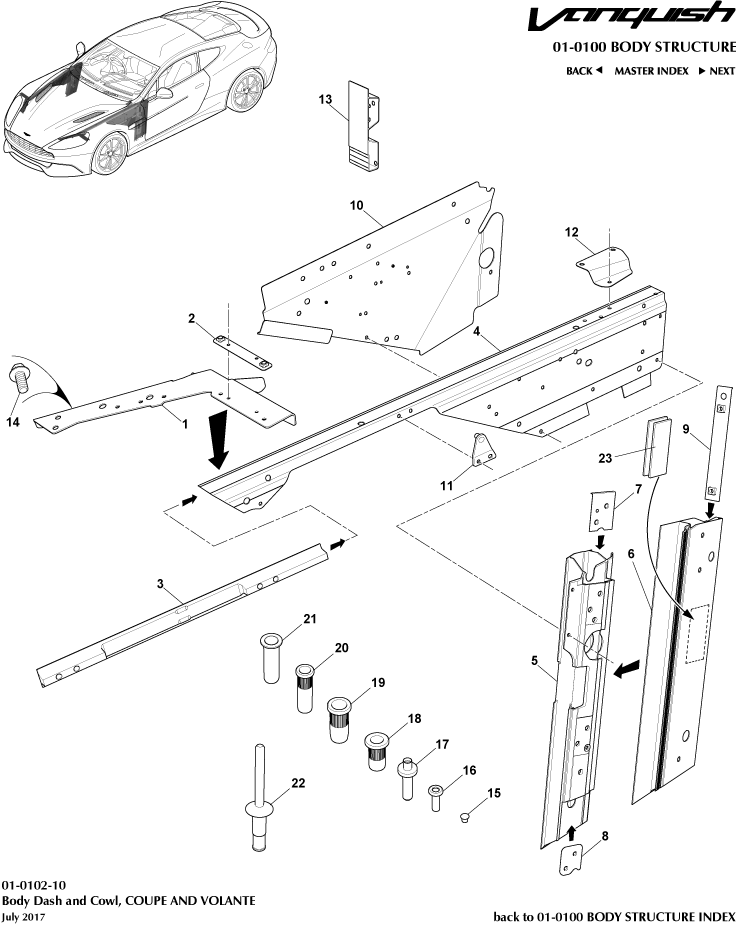 Body Structure - Body Frame, Front of Aston Martin Aston Martin GT VANQUISH (2013-2018)