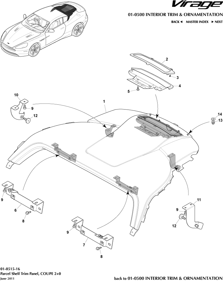 Interior Trim & Ornamentation - Parcel Shelf Trim Panel, 2+0 Coupe of Aston Martin Aston Martin GT VIRAGE (2012-2013)