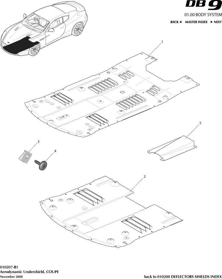 Front Structure - Front Undershield, Coupe of Aston Martin Aston Martin GT DB9 (2004-2017)