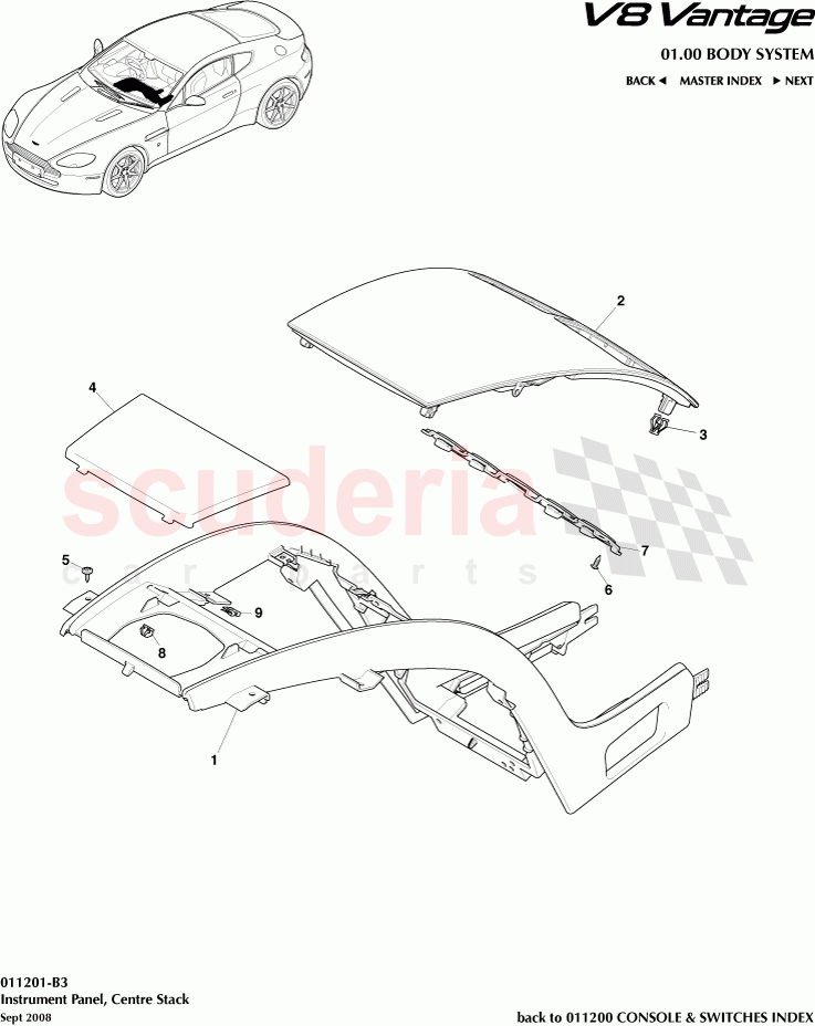 Instrument Panel, Centre Stack of Aston Martin Aston Martin V8 Vantage (upto 2016)