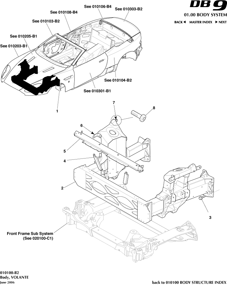 Body Structure - Body, Volante of Aston Martin Aston Martin GT DB9 (2004-2017)