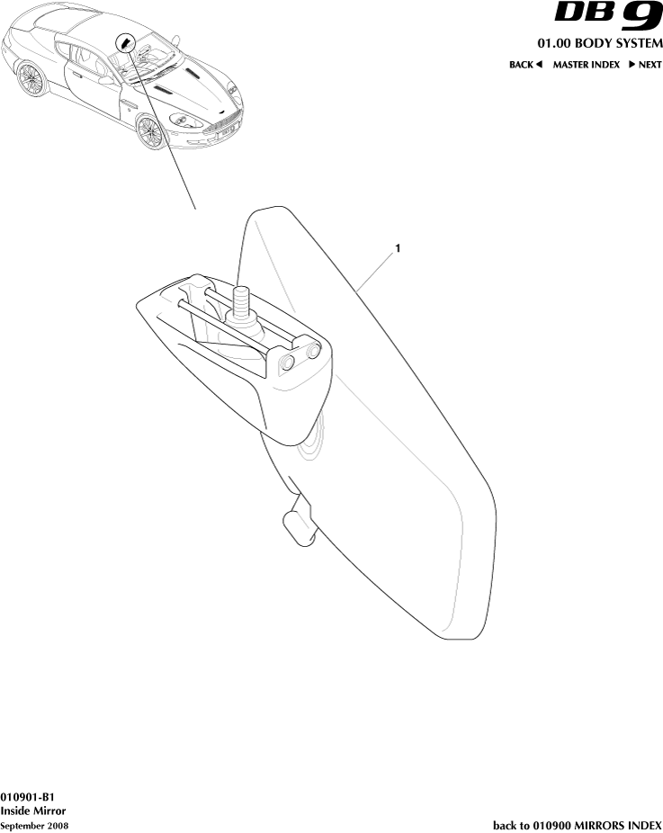 Interior Mirror, Coupe of Aston Martin Aston Martin GT DB9 (2004-2017)