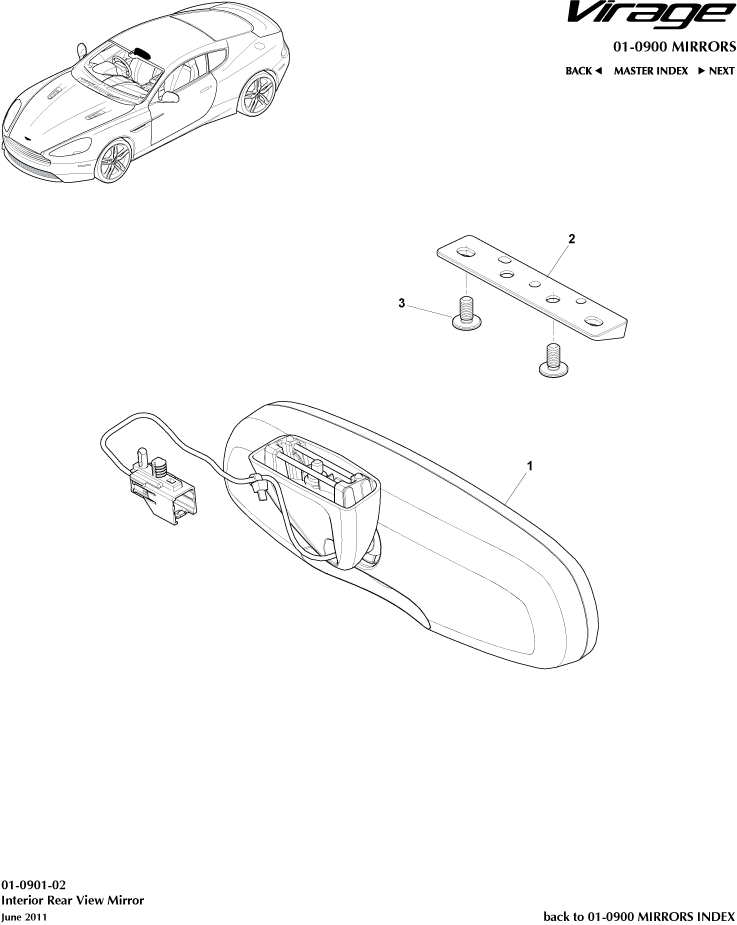 Rear View Mirrors - Interior Mirror of Aston Martin Aston Martin GT VIRAGE (2012-2013)