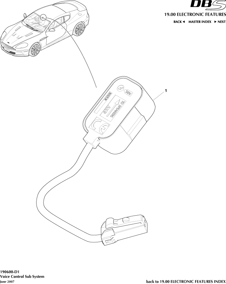 Voice Control Subsystem of Aston Martin Aston Martin GT DBS (2007-2012)