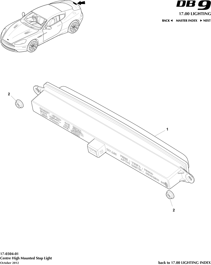 High Mounted Stop Light of Aston Martin Aston Martin GT DB9 (2004-2017)