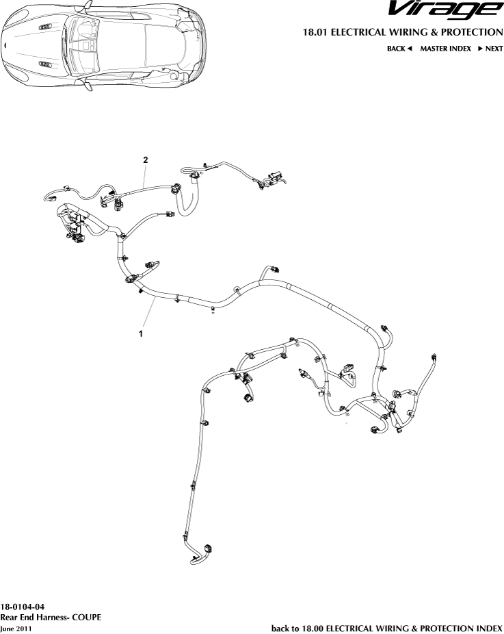 Electrical Wiring & Protection - Rear End Harness, Coupe of Aston Martin Aston Martin GT VIRAGE (2012-2013)