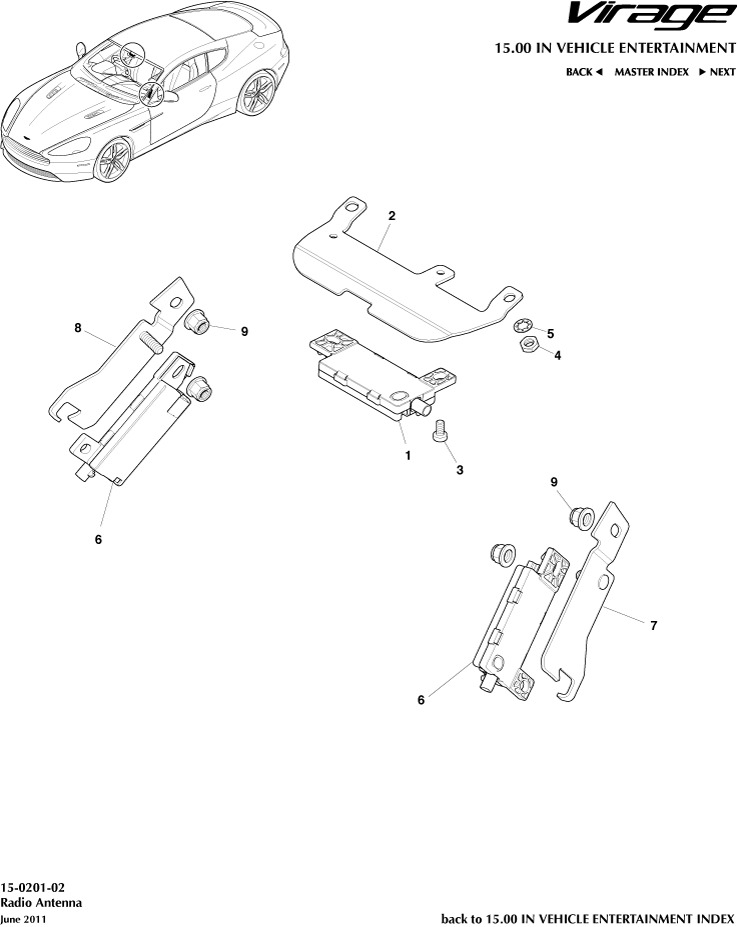 Radio Antenna of Aston Martin Aston Martin GT VIRAGE (2012-2013)