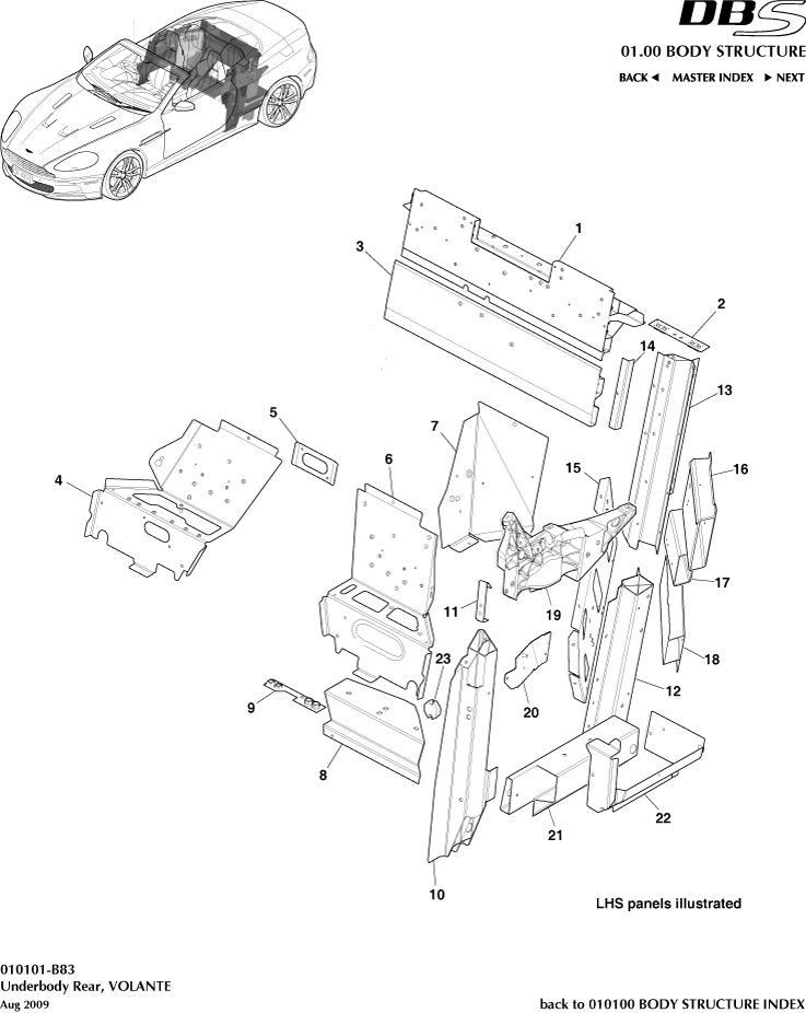 Body Structure - Underbody Rear, Volante of Aston Martin Aston Martin GT DBS (2007-2012)