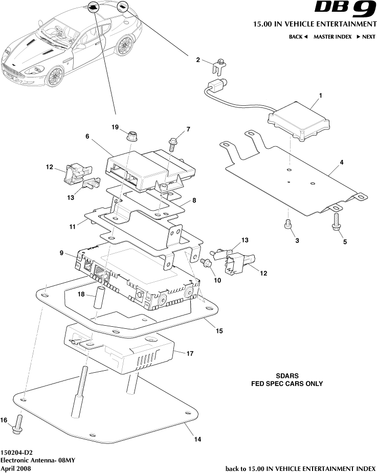 Electronic Antenna, 08MY of Aston Martin Aston Martin GT DB9 (2004-2017)