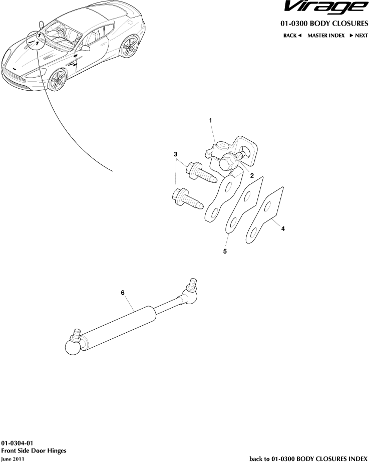 Body Closures - Door Hinge Assembly of Aston Martin Aston Martin GT VIRAGE (2012-2013)