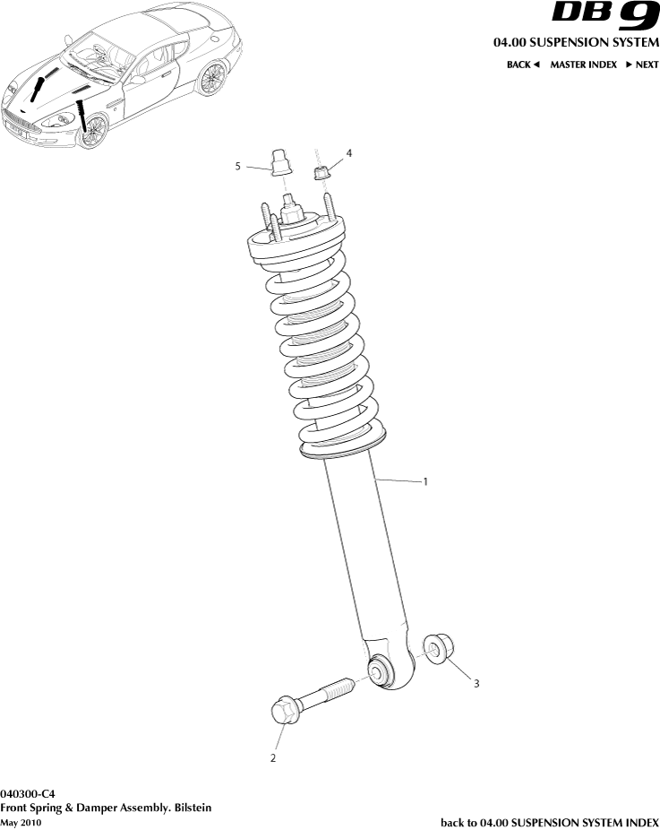 Front Spring & Damper, 09MY on of Aston Martin Aston Martin GT DB9 (2004-2017)