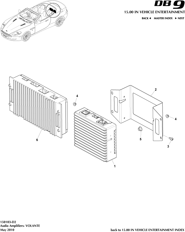 Amplifiers, Volante of Aston Martin Aston Martin GT DB9 (2004-2017)