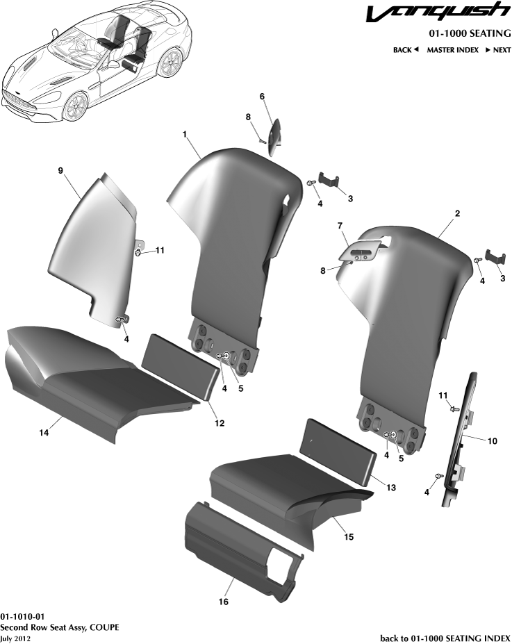 Rear Seats, Coupe of Aston Martin Aston Martin GT VANQUISH (2013-2018)