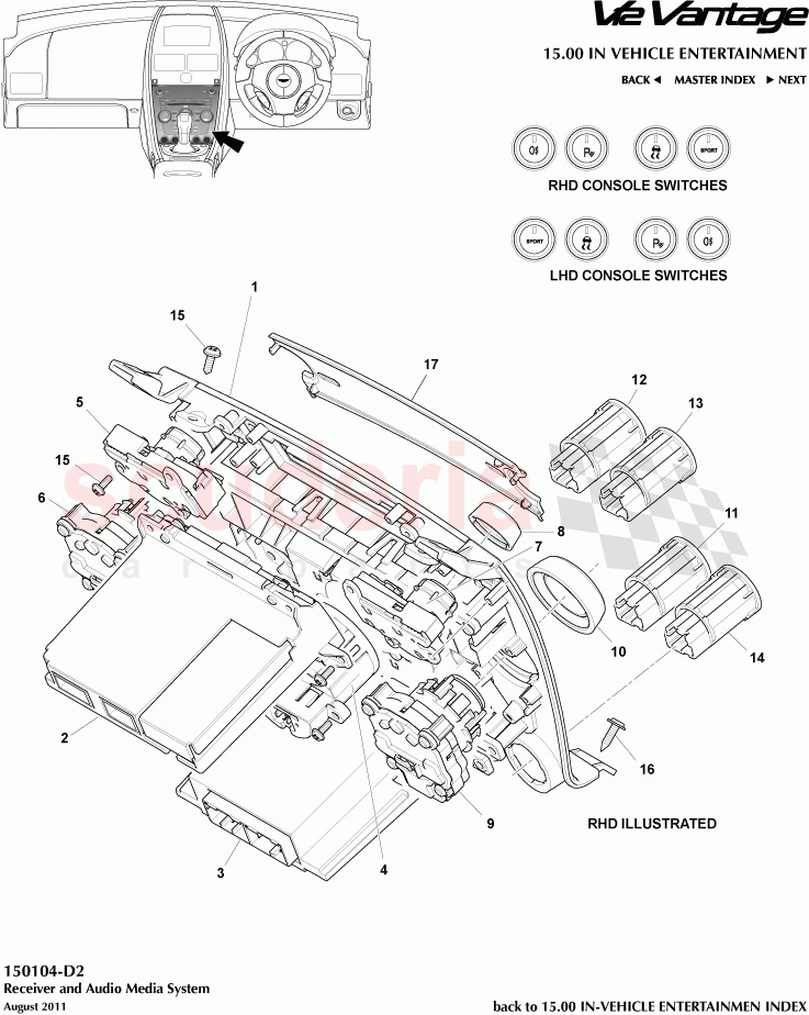 Receiver and Audio Media System of Aston Martin Aston Martin V12 Vantage (upto 2016)