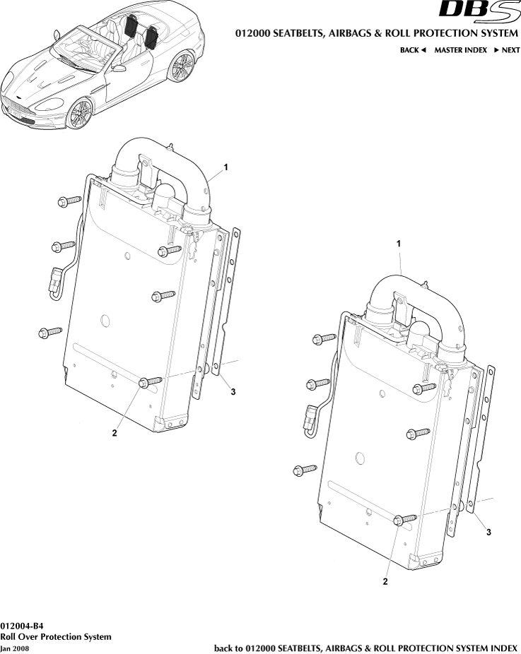 Seatbelts, Airbags & Roll Over Protection System - ROPS Installation, Volante of Aston Martin Aston Martin GT DBS (2007-2012)