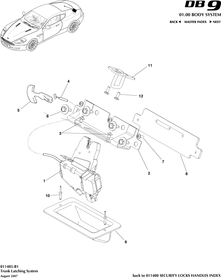 Security Locks and Handles - Trunk Latch System of Aston Martin Aston Martin GT DB9 (2004-2017)