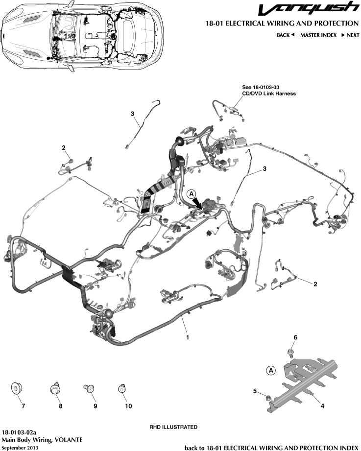 Electrical Wiring & Protection - Body Harness, Volante of Aston Martin Aston Martin GT VANQUISH (2013-2018)