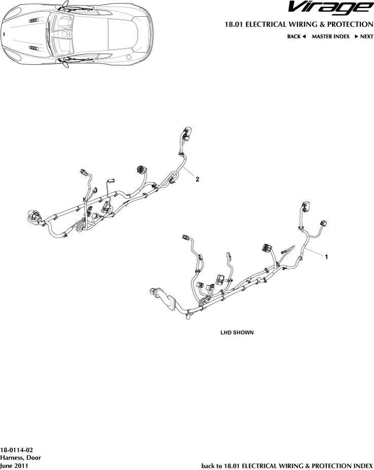 Electrical Wiring & Protection - Door Harness of Aston Martin Aston Martin GT VIRAGE (2012-2013)