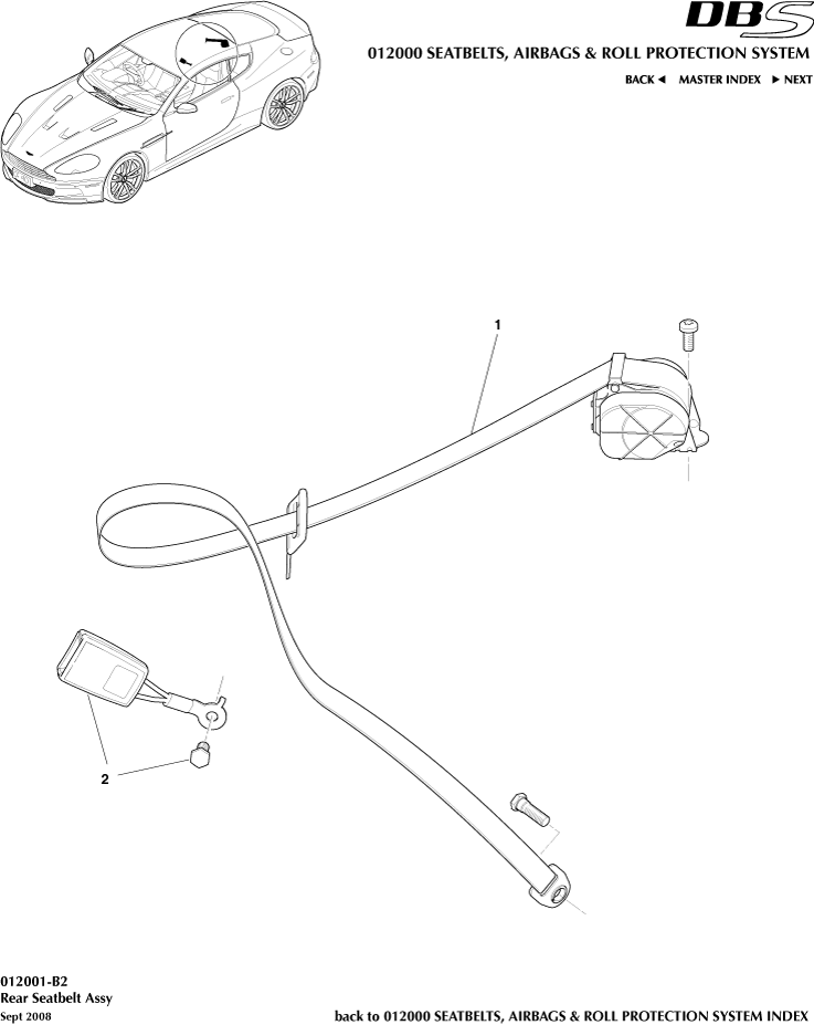 Seatbelts, Airbags & Roll Over Protection System - Rear Seat Belts of Aston Martin Aston Martin GT DBS (2007-2012)