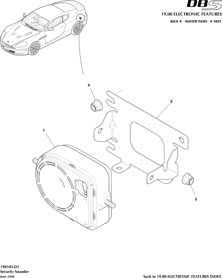 Security Sounder of Aston Martin Aston Martin GT DBS (2007-2012)