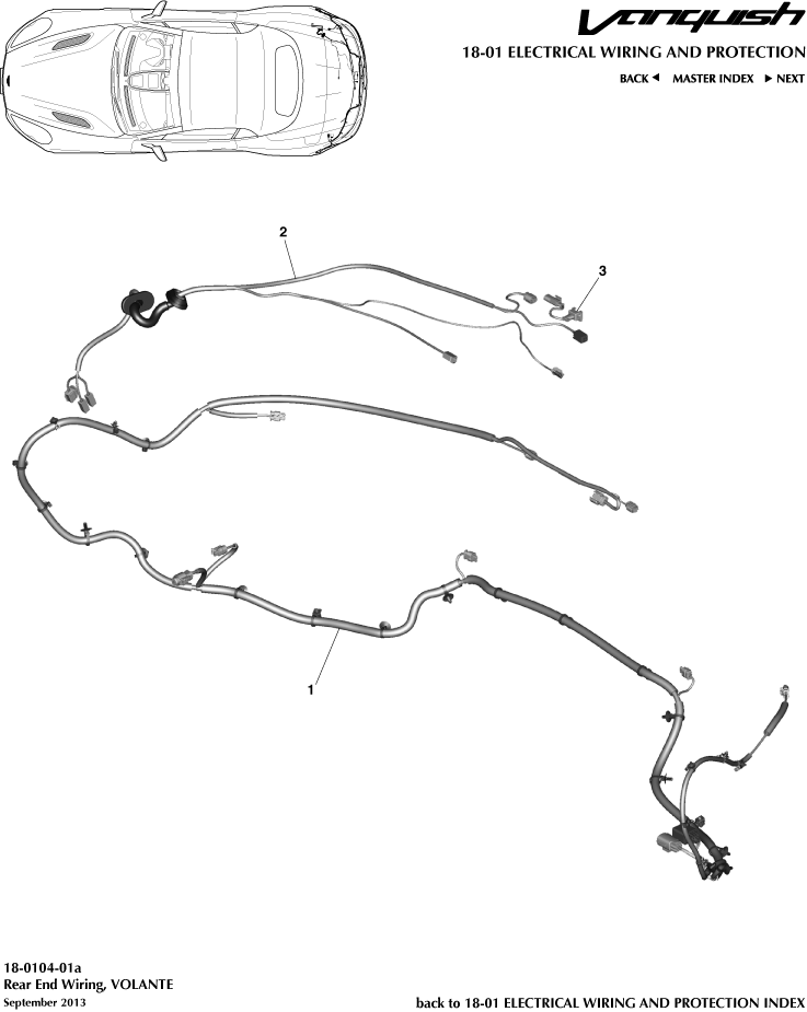 Electrical Wiring & Protection - Rear End Harness, Volante of Aston Martin Aston Martin GT VANQUISH (2013-2018)