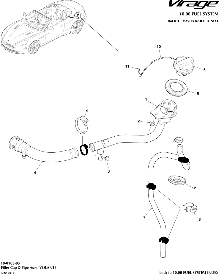 Fuel Filler Assembly, Volante of Aston Martin Aston Martin GT VIRAGE (2012-2013)