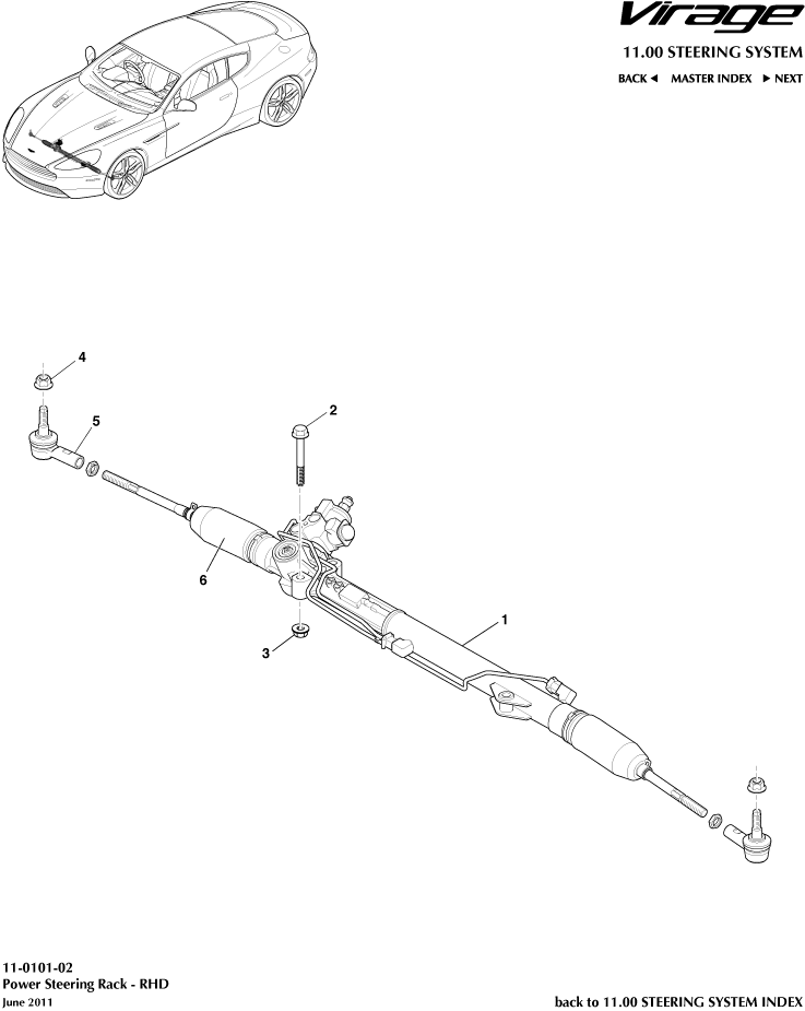 Steering Rack , RHD of Aston Martin Aston Martin GT VIRAGE (2012-2013)