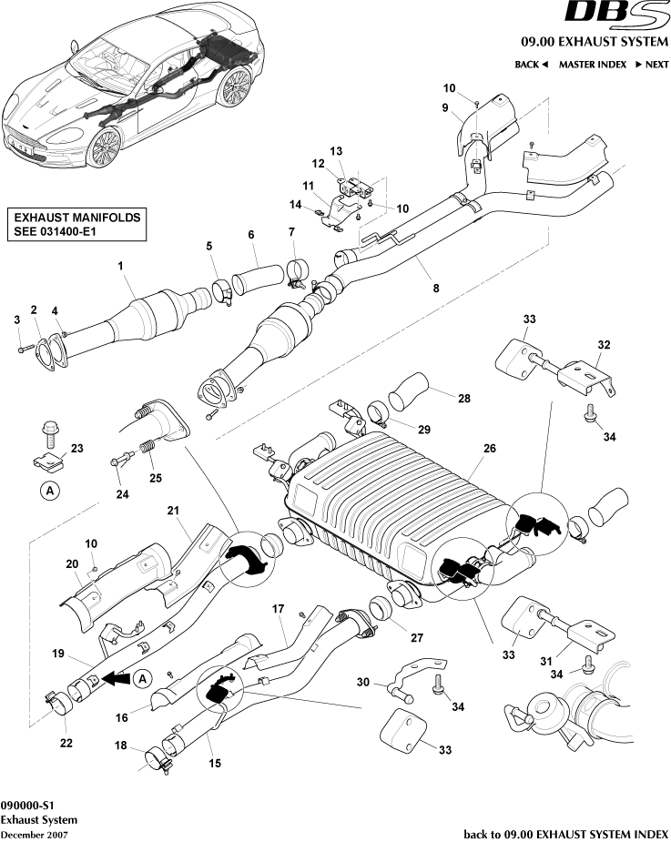Exhaust System of Aston Martin Aston Martin GT DBS (2007-2012)