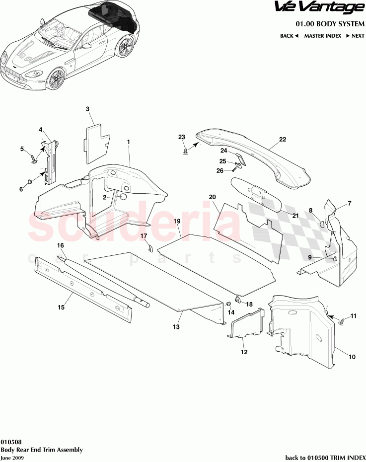 Body Rear End Trim Assembly of Aston Martin Aston Martin V12 Vantage (upto 2016)