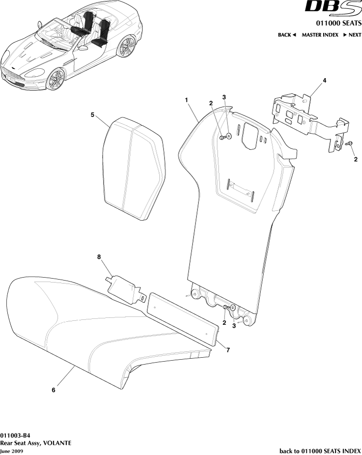 Rear Seat, Volante of Aston Martin Aston Martin GT DBS (2007-2012)