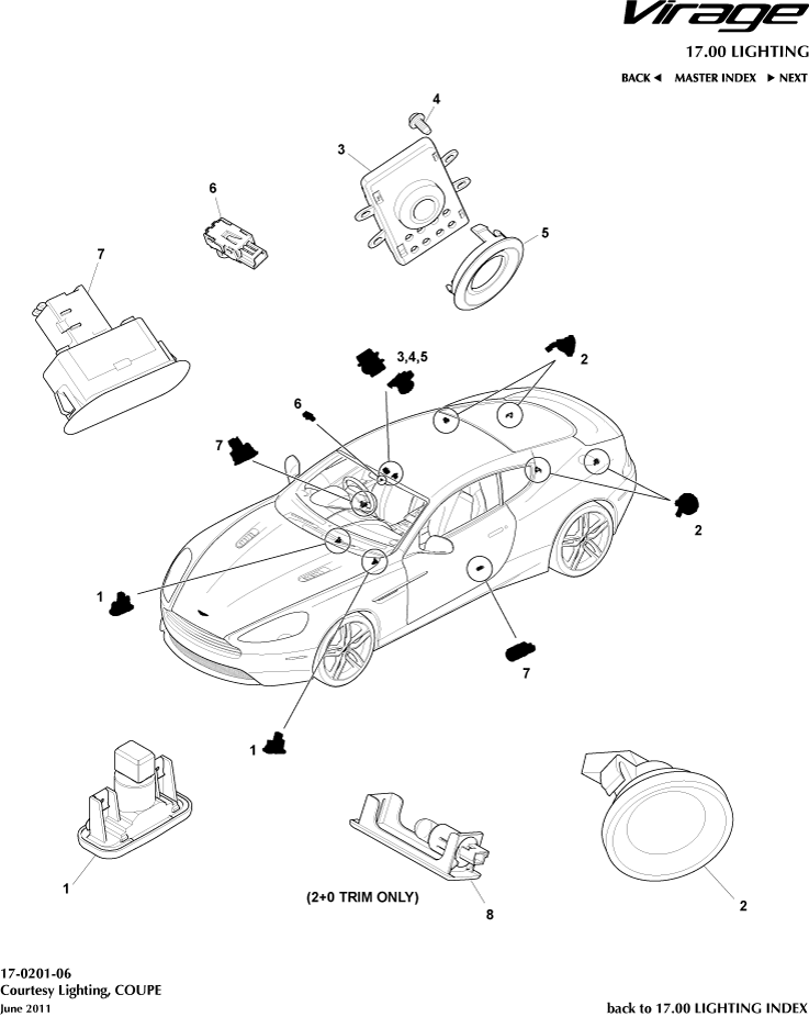 Courtesy Lighting, Coupe of Aston Martin Aston Martin GT VIRAGE (2012-2013)