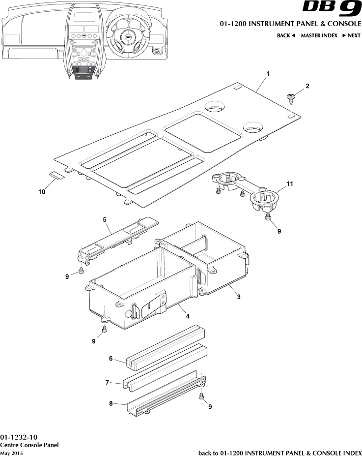 Instrument and Console Panels - Centre Console Panel of Aston Martin Aston Martin GT DB9 (2004-2017)