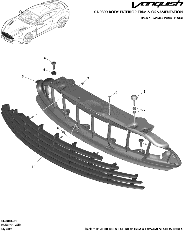 Body Exterior Trim & Ornamentation - Radiator Grille of Aston Martin Aston Martin GT VANQUISH (2013-2018)