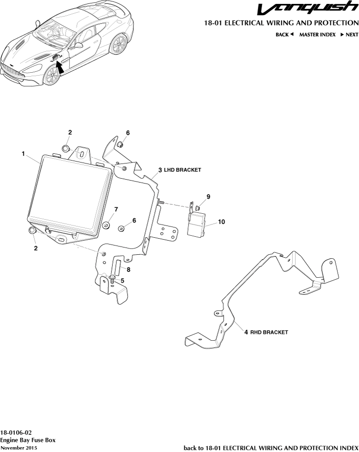 Electrical Wiring & Protection - Engine Bay Fusebox of Aston Martin Aston Martin GT VANQUISH (2013-2018)