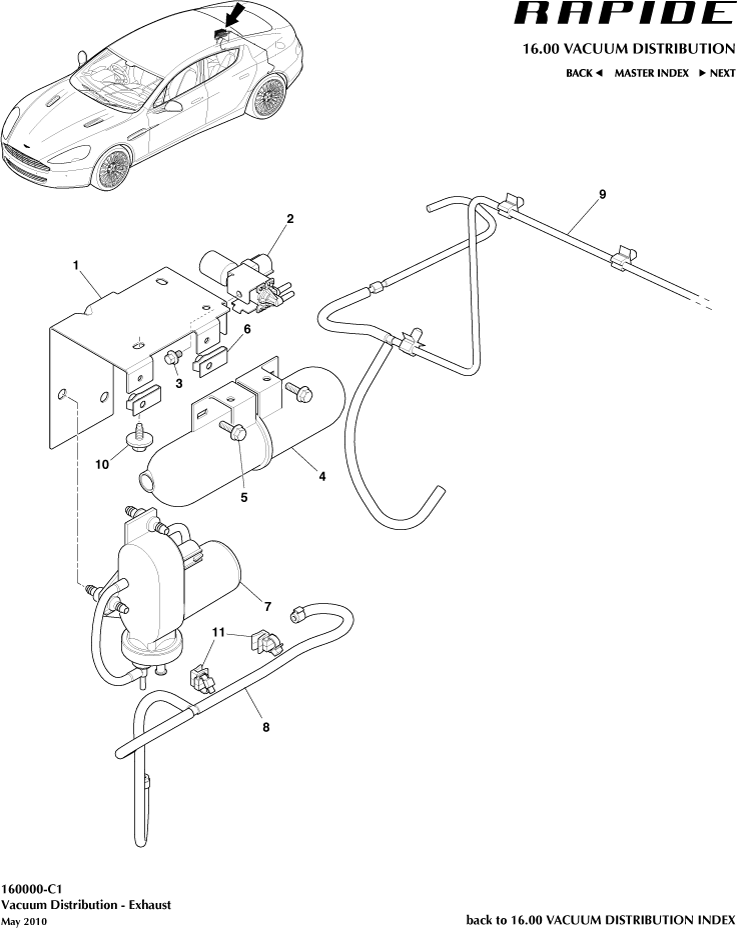Vacuum Distribution, Exhaust of Aston Martin Aston Martin GT RAPIDE (2010-2019)