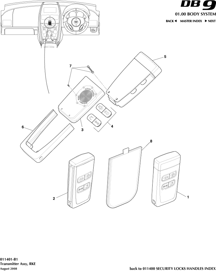 Security Locks and Handles - Transmittter, RKE of Aston Martin Aston Martin GT DB9 (2004-2017)