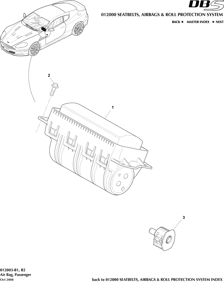Seatbelts, Airbags & Roll Over Protection System - Passenger Airbag of Aston Martin Aston Martin GT DBS (2007-2012)