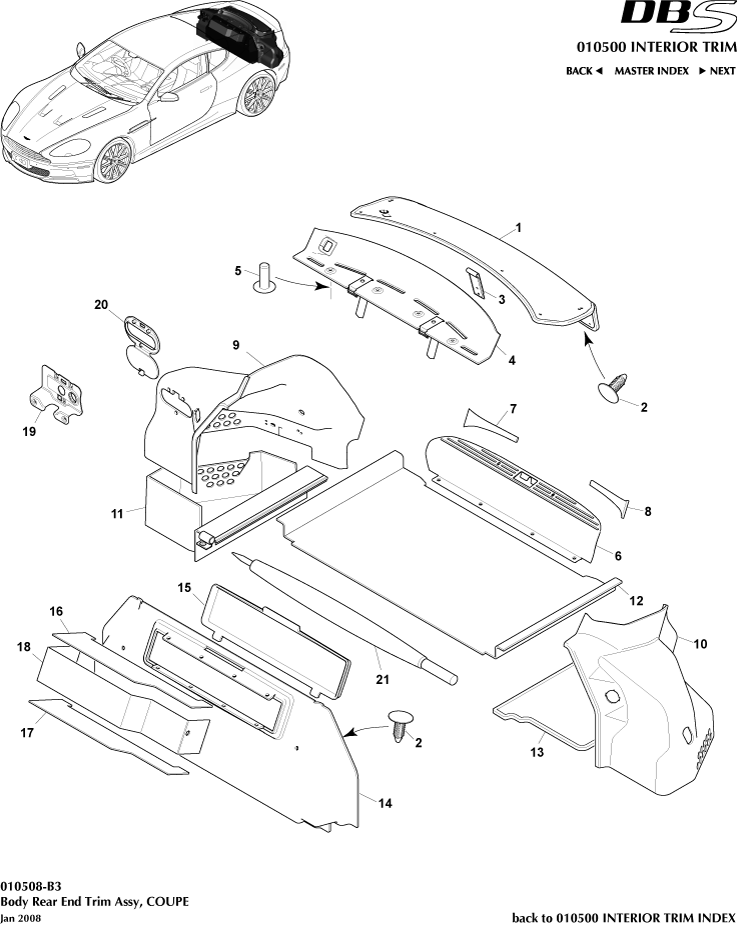 Interior Trim - Rear End Trim, Coupe of Aston Martin Aston Martin GT DBS (2007-2012)