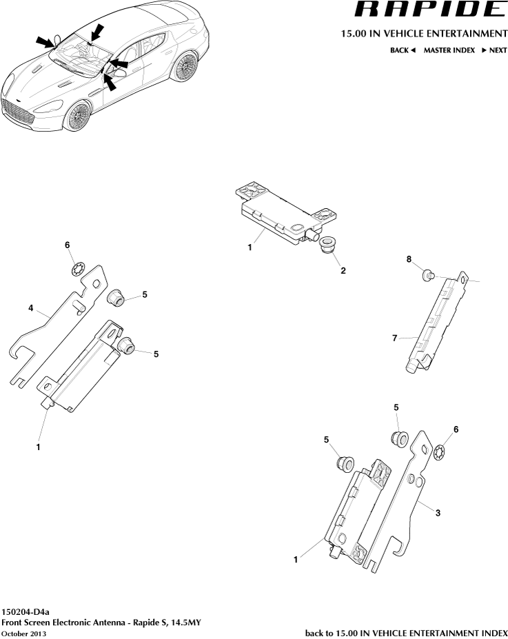 Electronic Antenna, 14.5MY on of Aston Martin Aston Martin GT RAPIDE (2010-2019)