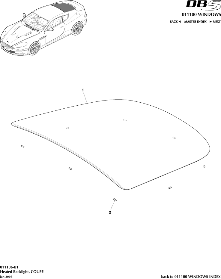 Rear Windcreen of Aston Martin Aston Martin GT DBS (2007-2012)