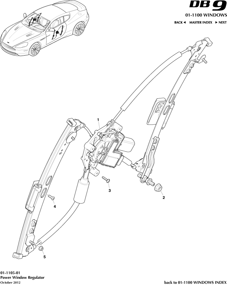 Glass Frames & Regulators - Front Window Regulator of Aston Martin Aston Martin GT DB9 (2004-2017)