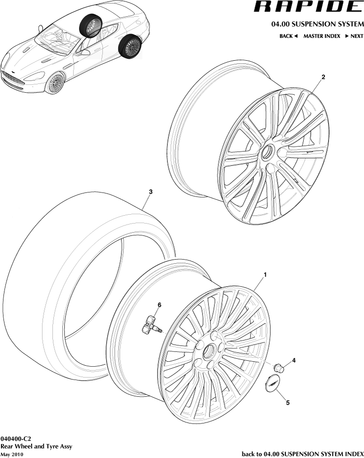 Wheel & Tyres, Rear to 13MY of Aston Martin Aston Martin GT RAPIDE (2010-2019)