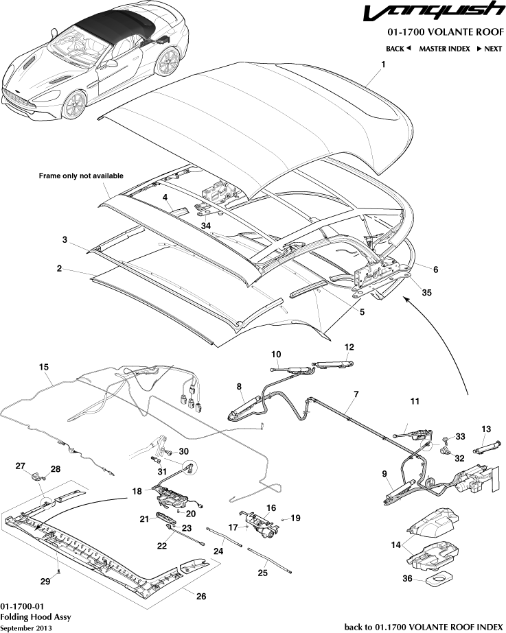 Volante Roof - Volante Roof Assembly of Aston Martin Aston Martin GT VANQUISH (2013-2018)